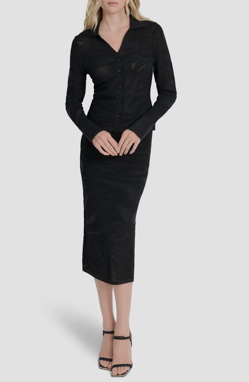 Dkny Zebra Stripe Cardigan In Black