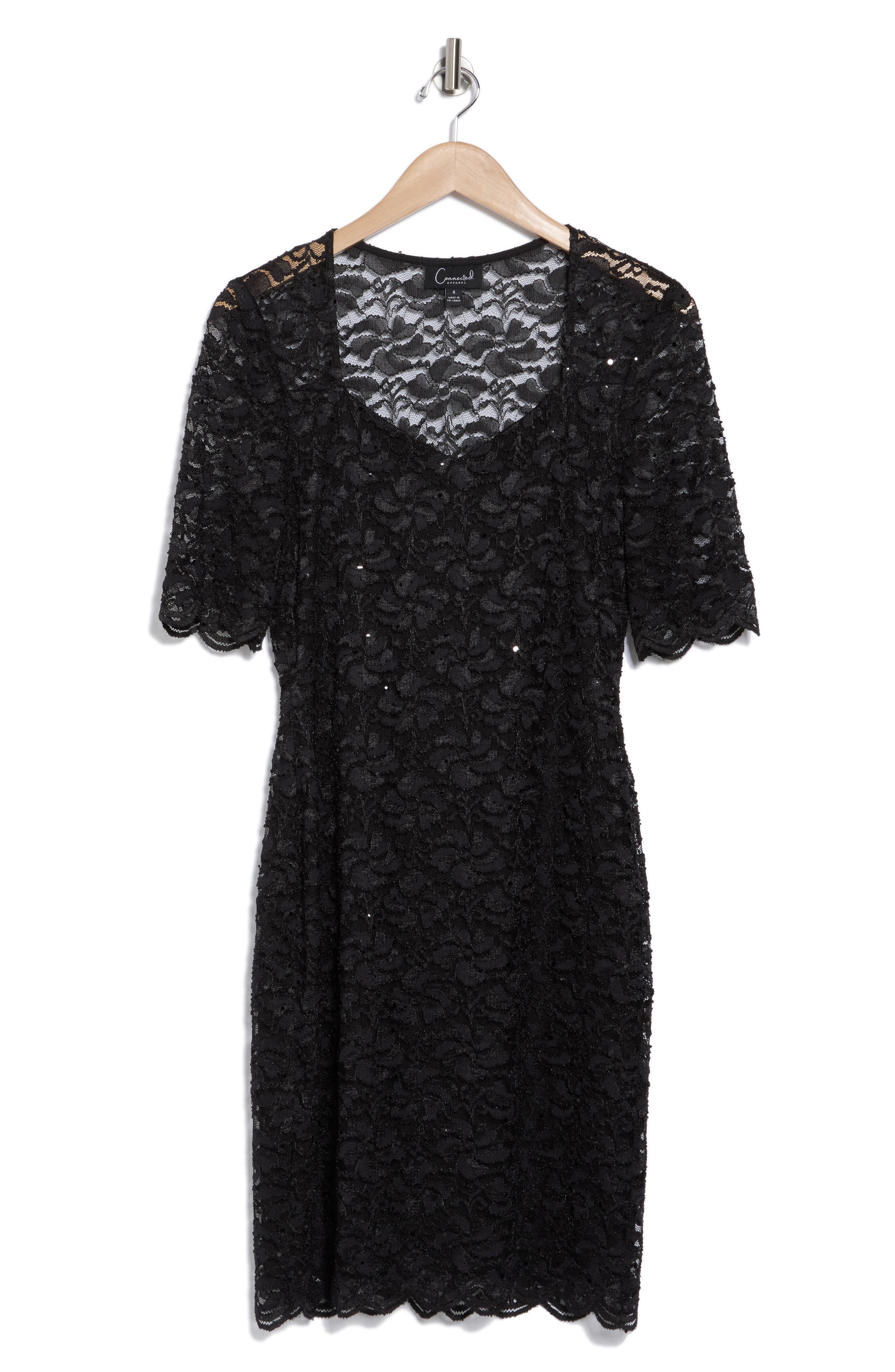 Connected Apparel Scalloped Lace Dress (Women) | Nordstromrack