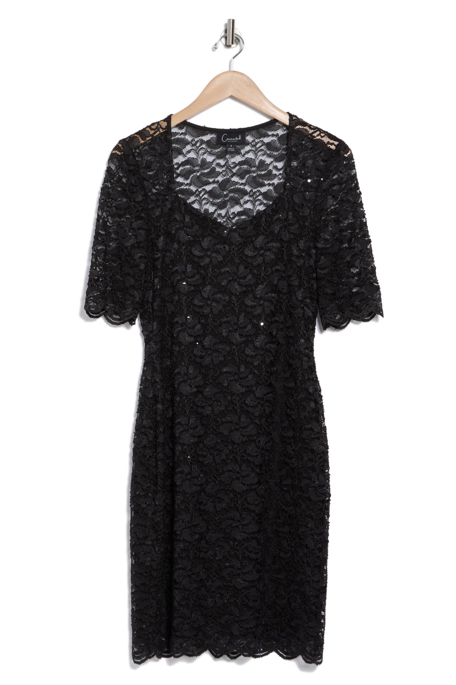 Connctd Connected Apparel Scalloped Lace Dress (Women) | Nordstromrack