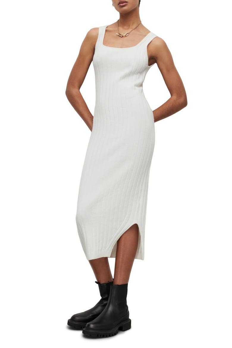 Margot Rib Dress with Turtleneck Sweater, Alternate, color, CHALK WHITE