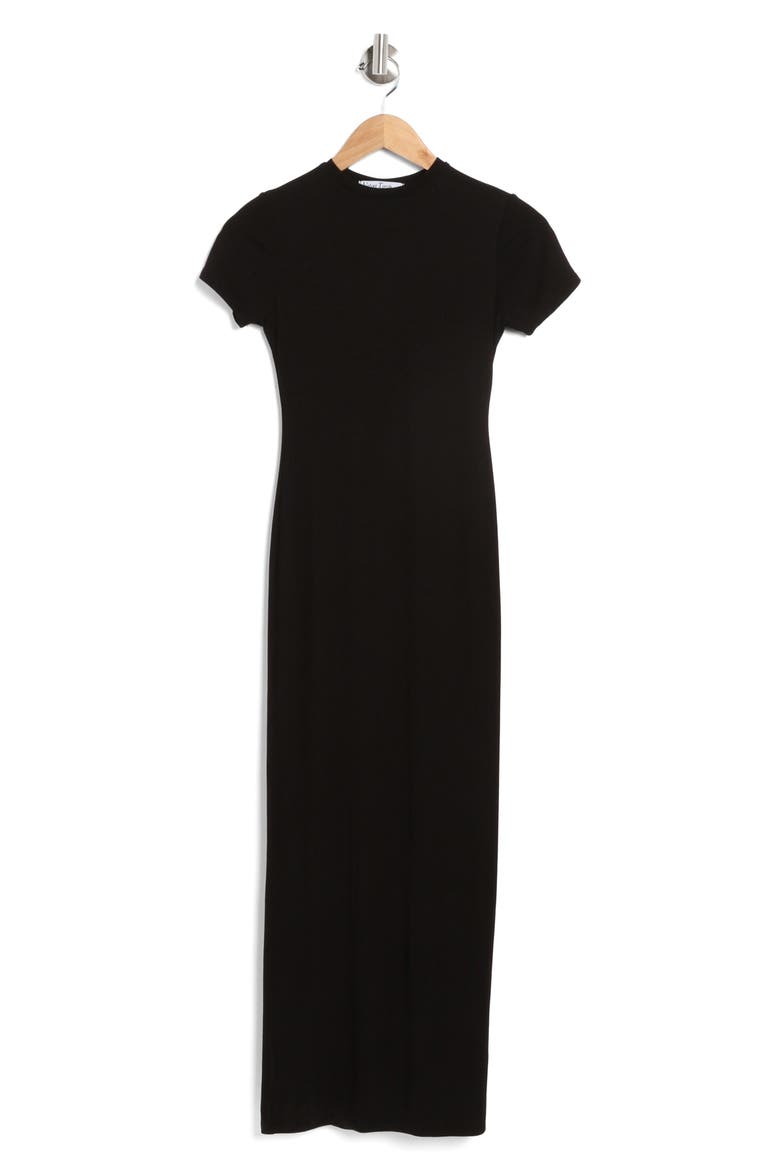 T-Shirt Maxi Dress, Alternate, color, BLACK