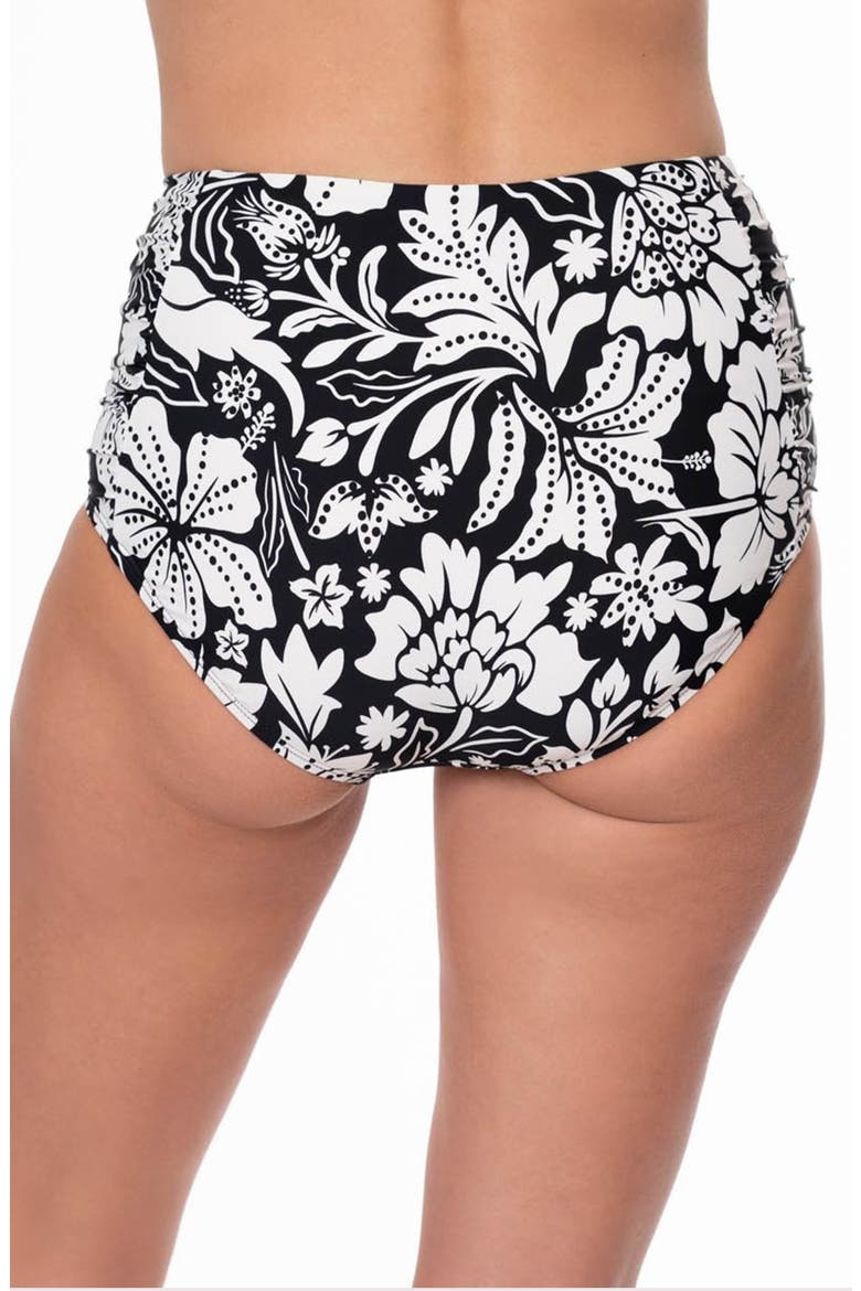 Side Shirred Comfort Core High Waist Bikini Bottoms, Alternate, color, WHITE