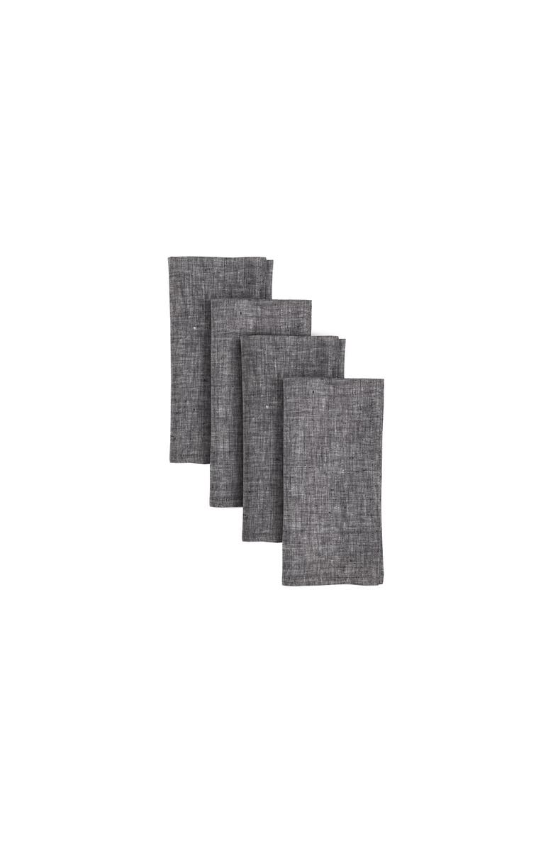 Solino Home Linen Dinner Napkins - Athena, 20" x 20" Inch, Main, color, Chambray Black