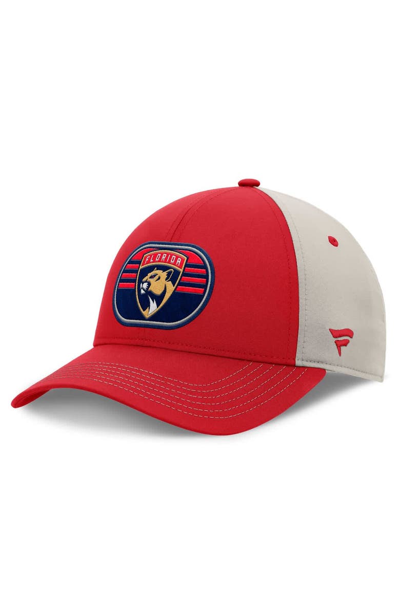 FANATICS Men's  Fanatics  Red/Gray Florida Panthers 2025 Stanley Cup Playoffs Locker Room Trucker Adjustable Hat, Main, color, 
