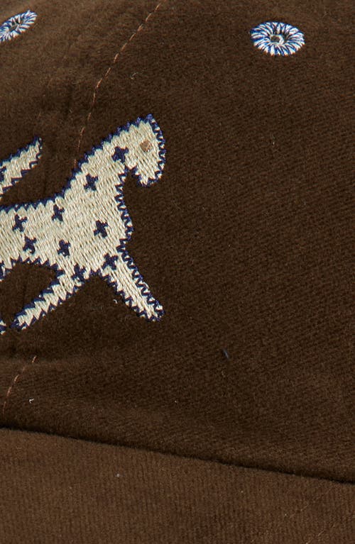 Drake's Horse Appliqué Cotton Moleskin Adjustable Baseball Cap In Brown
