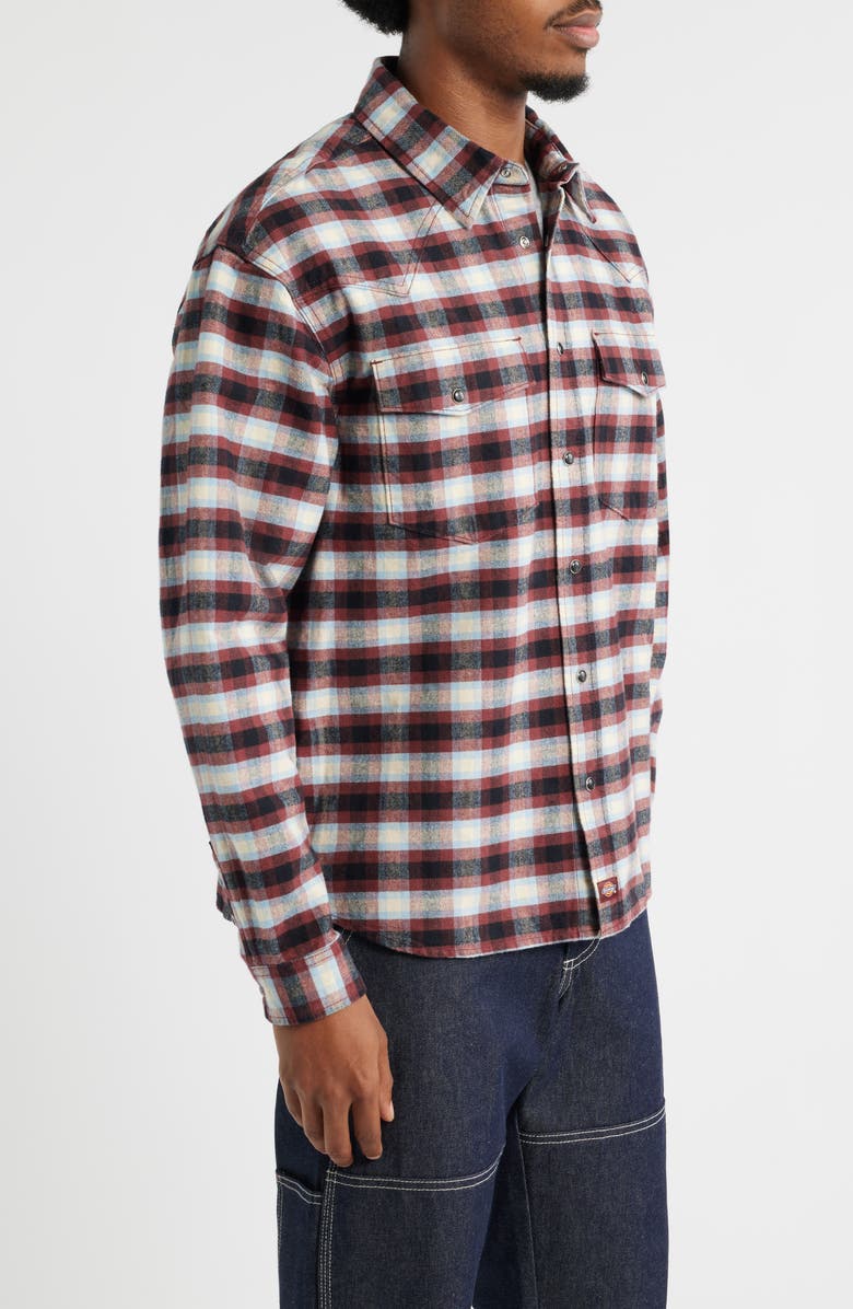 Dickies Johnsonville Check Brushed Cotton Snap-Up Western Shirt, Alternate, color, Black Multi