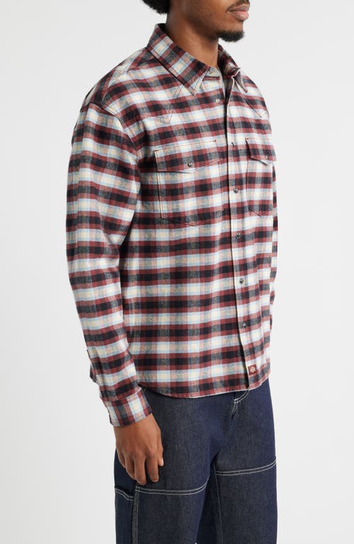 Dickies Johnsonville Check Brushed Cotton Snap-up Western Shirt In Brown