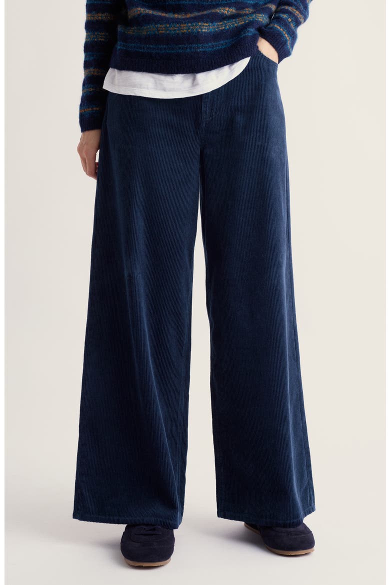 Godrevy Organic Cotton Corduroy Wide Leg Pants, Main, color, MARITIME