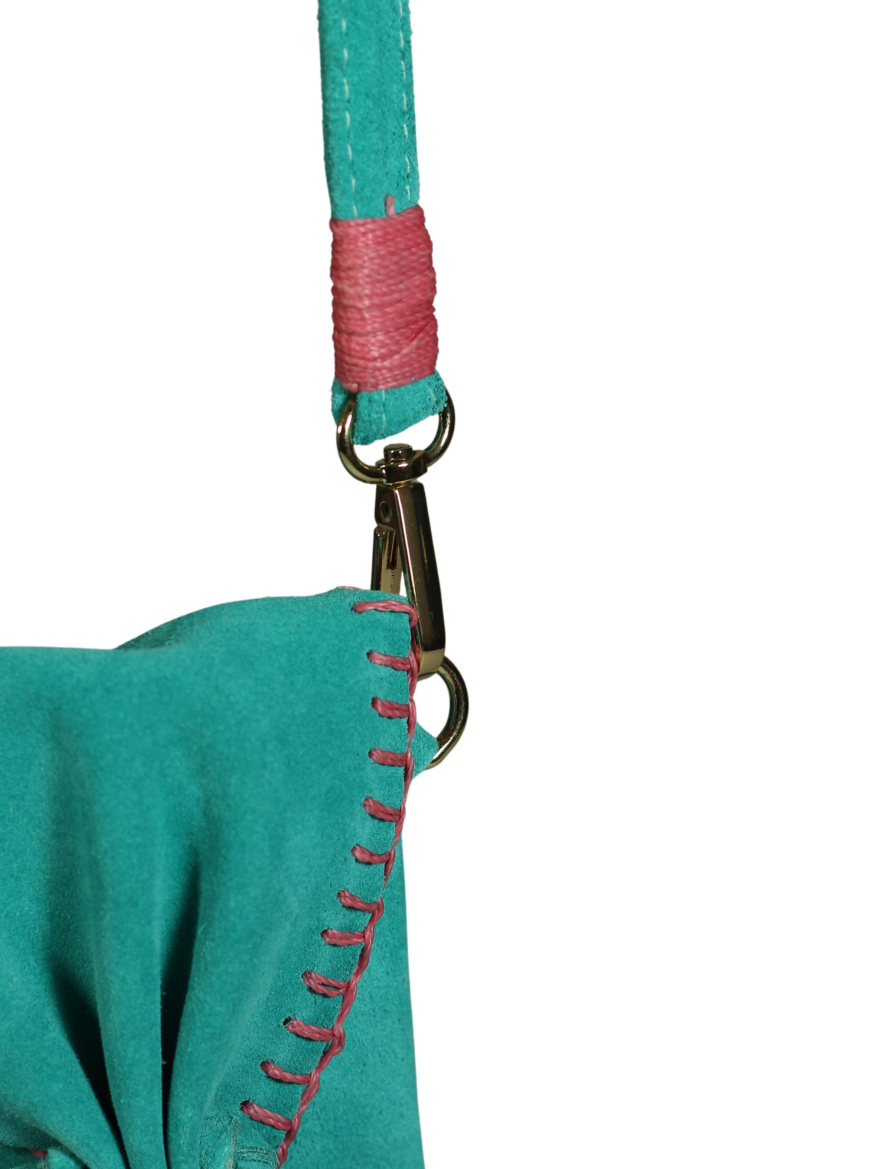 Carlos Falchi Cell Phone Butterly Suede Leather Bag, Alternate, color, Sky