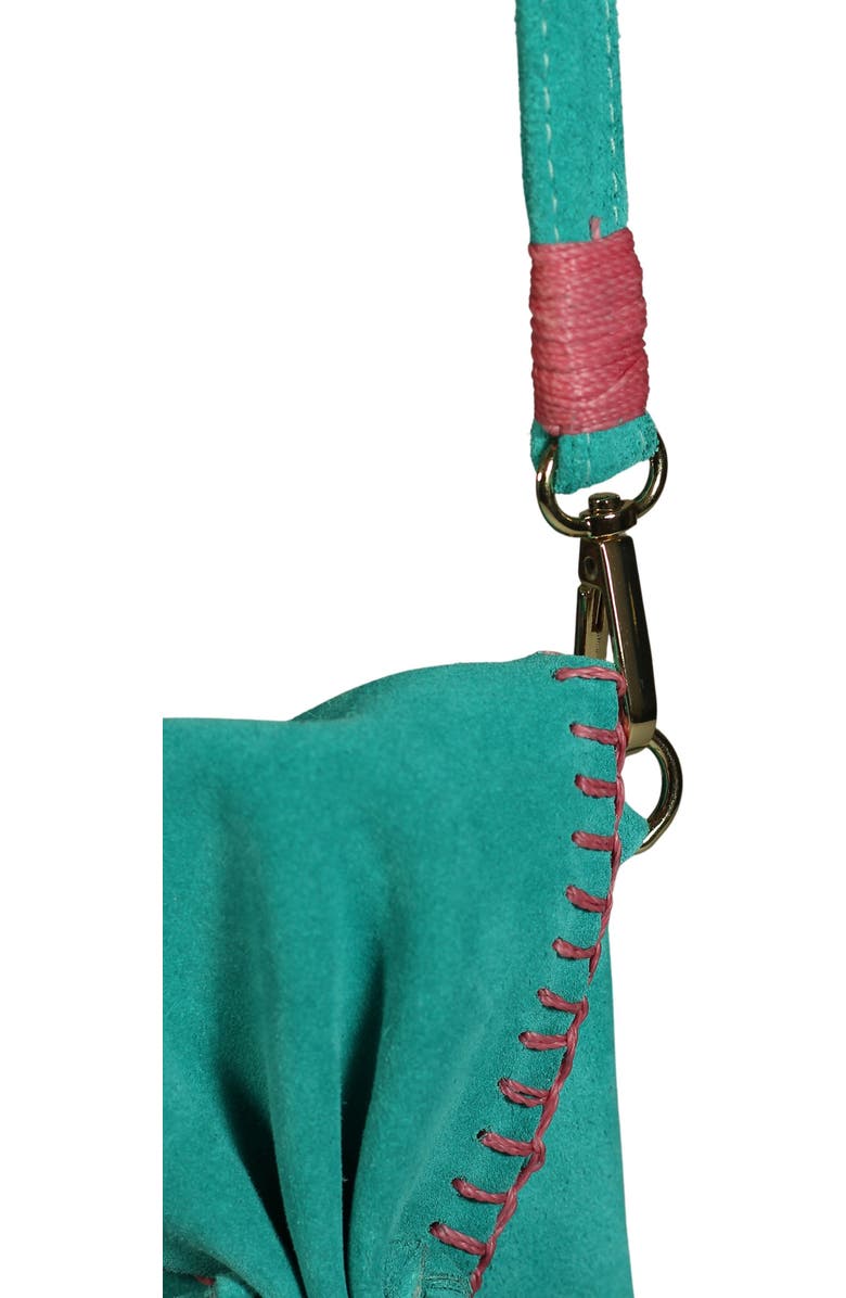 Carlos Falchi Cell Phone Butterly Suede Leather Bag, Alternate, color, Sky