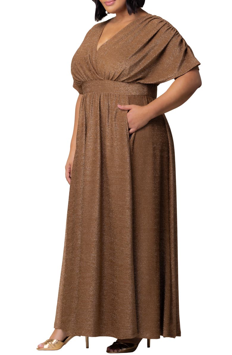 Kiyonna Geneva Metallic Gown, Alternate, color, Mocha Sparkle
