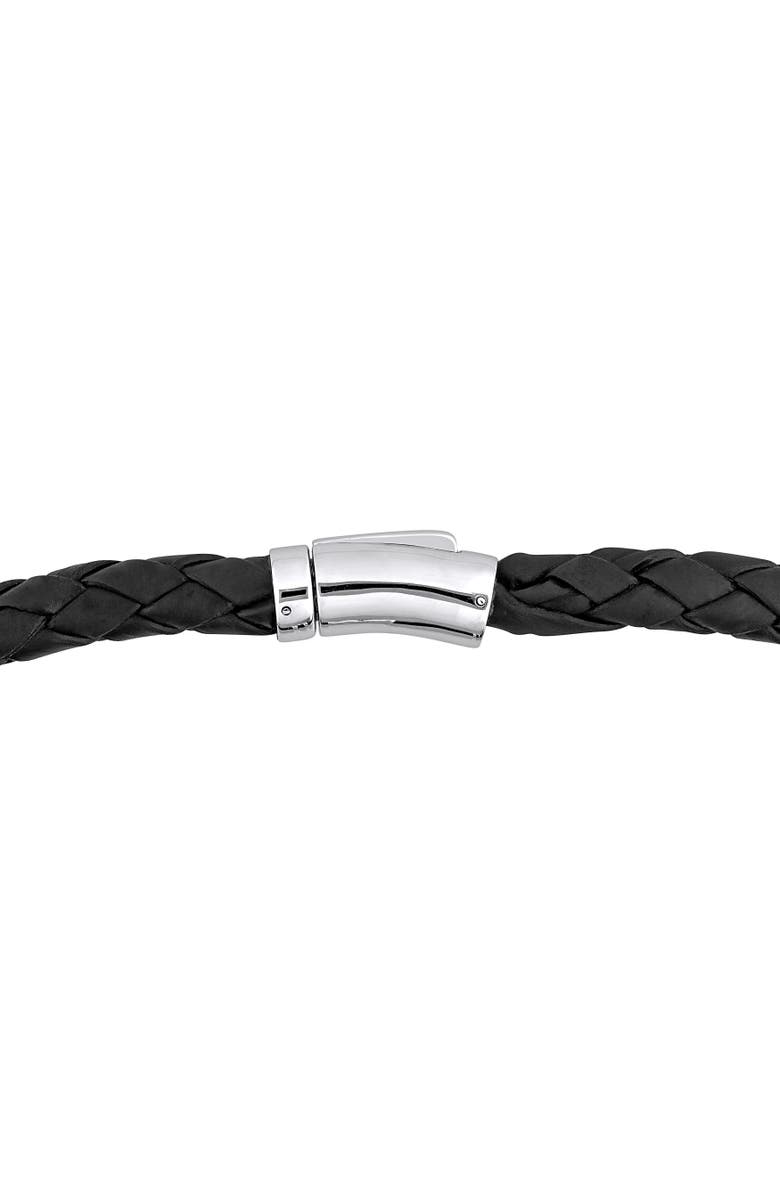 Julianna B. Diamond Crossover Motif Black Leather Bracelet 14k, Alternate, color, White Gold/Diamond