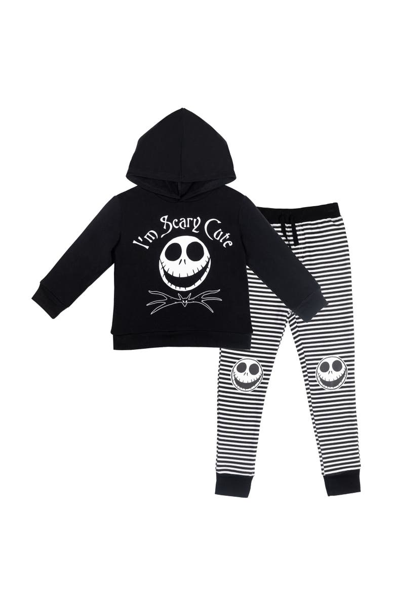 Disney Jack Skellington Nightmare Before Christmas Fleece Hoodie & Pants Set, Main, color, Black