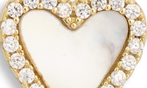 Argento Vivo Mother-of-pearl & Cubic Zirconia Heart Halo Stud Earrings In Gold
