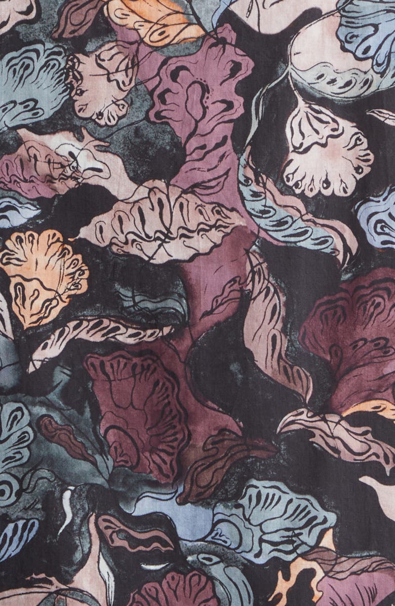 Lemaire Floral Short Sleeve Button-Down Shirt, Alternate, color, Black / Plum