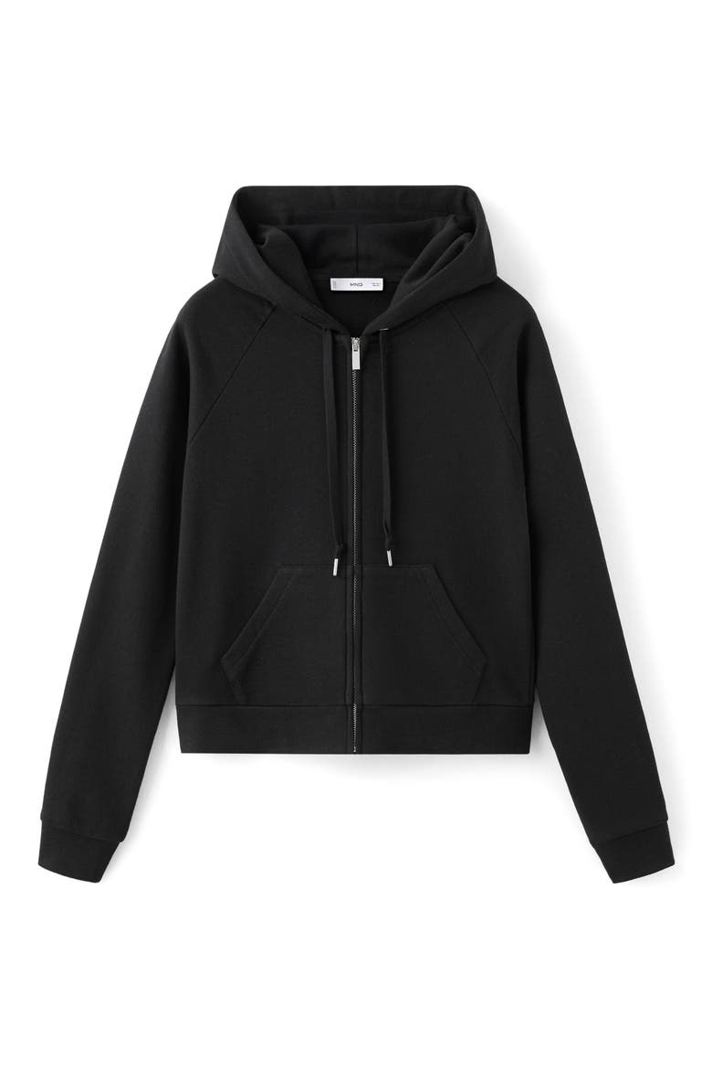 Raglan Sleeve Cotton Zip Hoodie, Main, color, BLACK