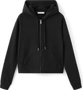 MANGO Raglan Sleeve Cotton Zip Hoodie