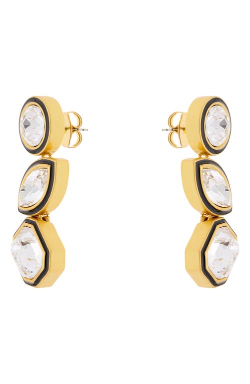 Reiss Crista Crystal & Enamel Drop Earrings In Gold