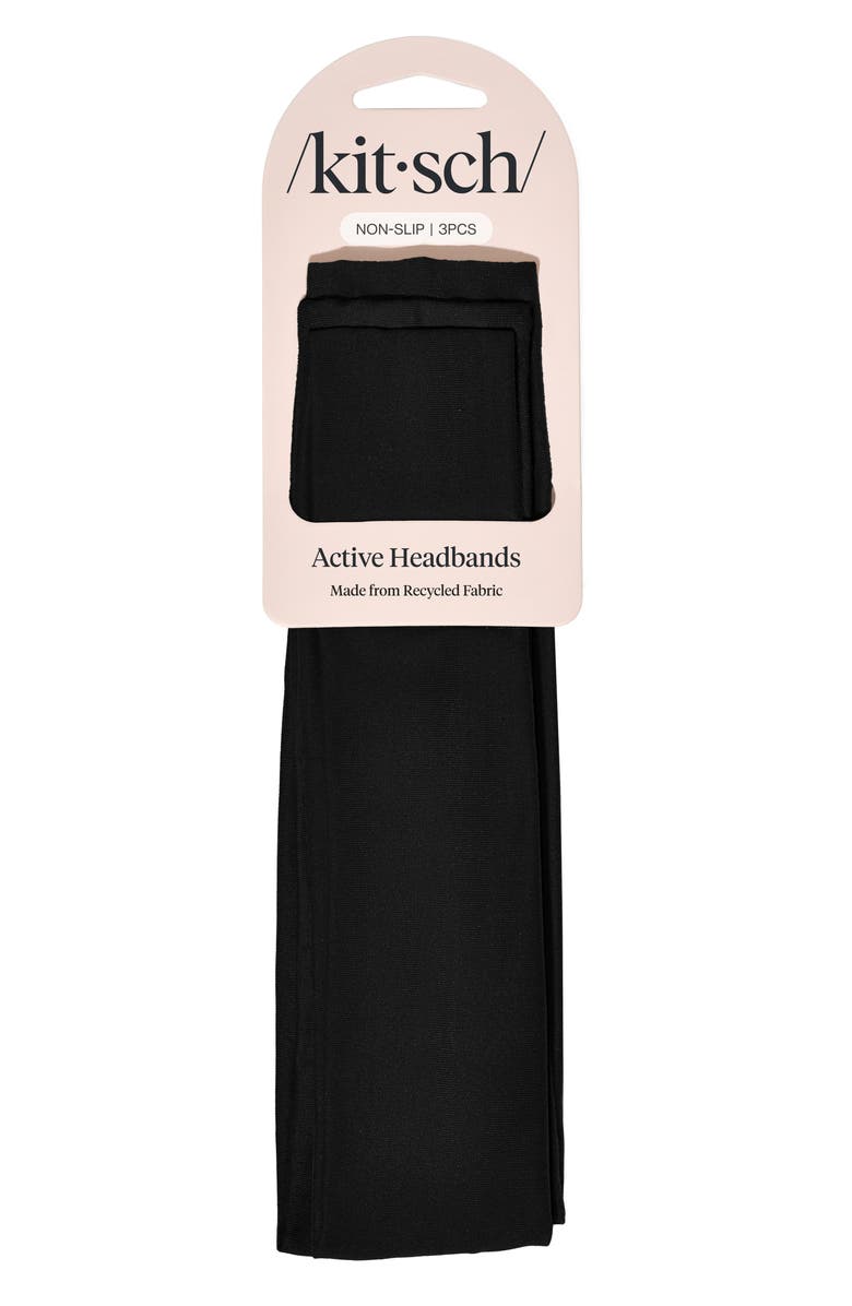 Kitsch Set of 3 Active Headbands, Alternate, color, Black
