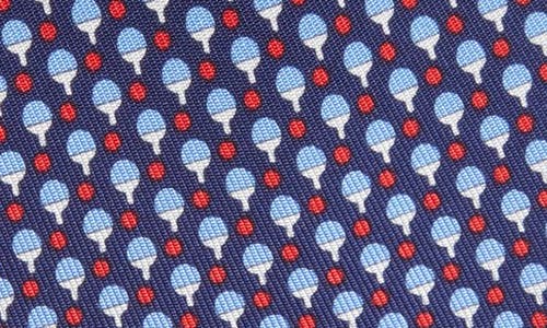 Ferragamo Zac Table Tennis Print Silk Tie In Blue