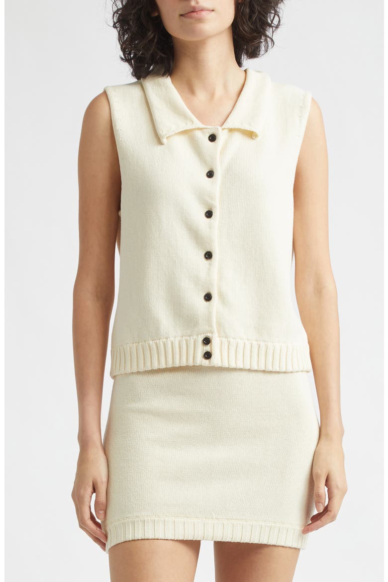 Teo Cotton Sleeveless Top, Main, color, IVORY
