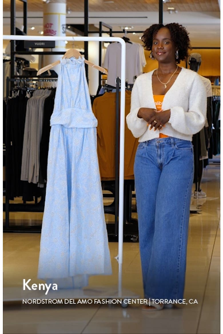 Taila Eyelet Embroidered Halter Neck Cotton Maxi Dress video