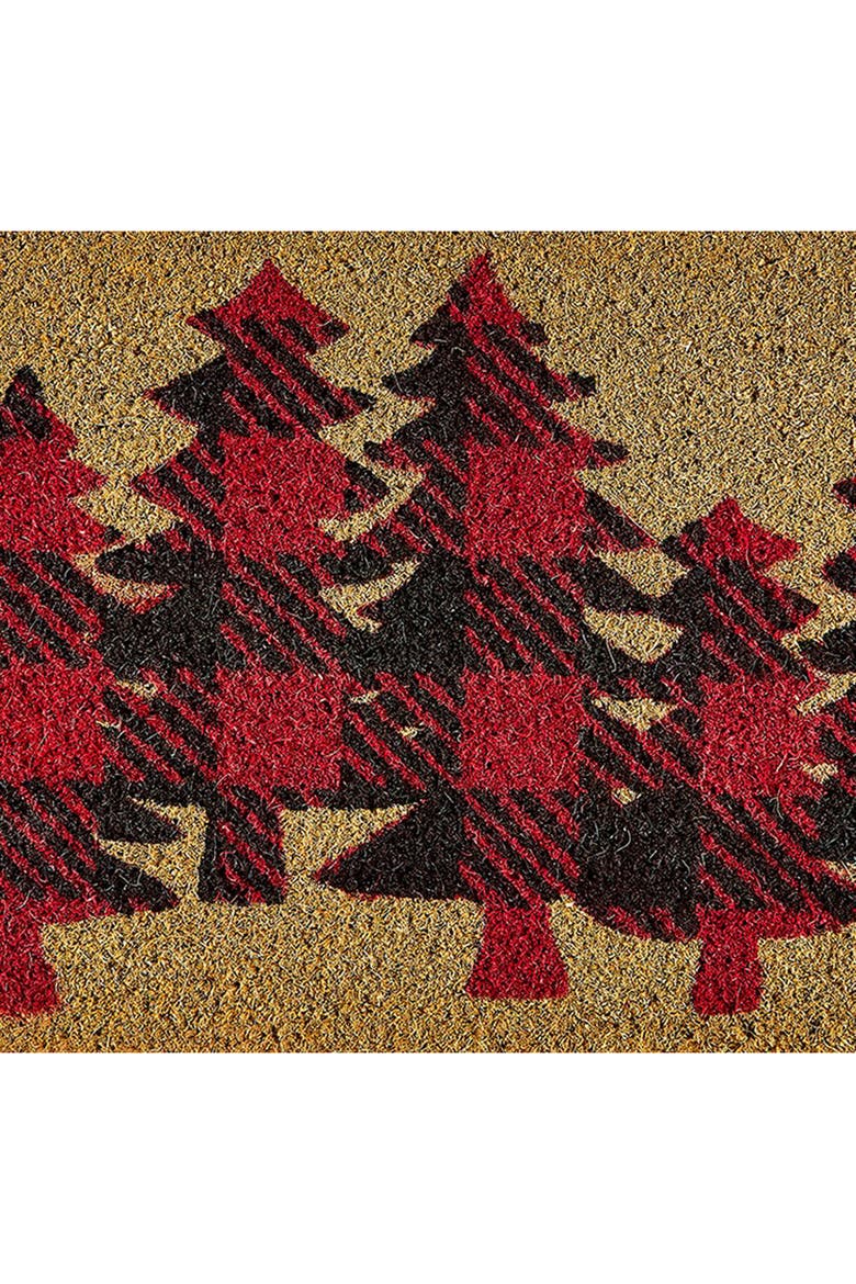 Coir Estate Mat Tis This Season Red Green Pine Trees, Alternate, color, Red