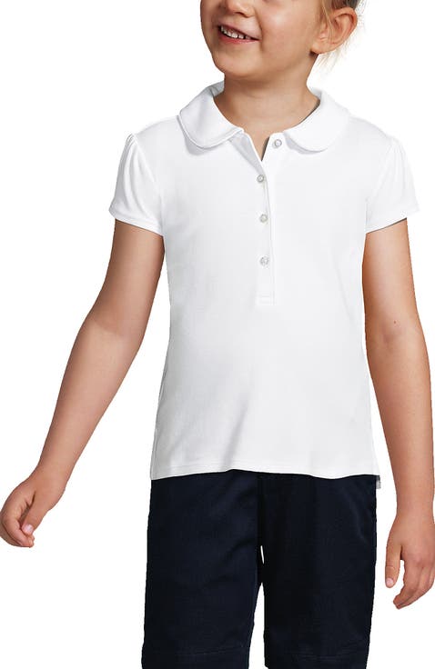 Girls Short Sleeve Peter Pan Collar Polo Shirt