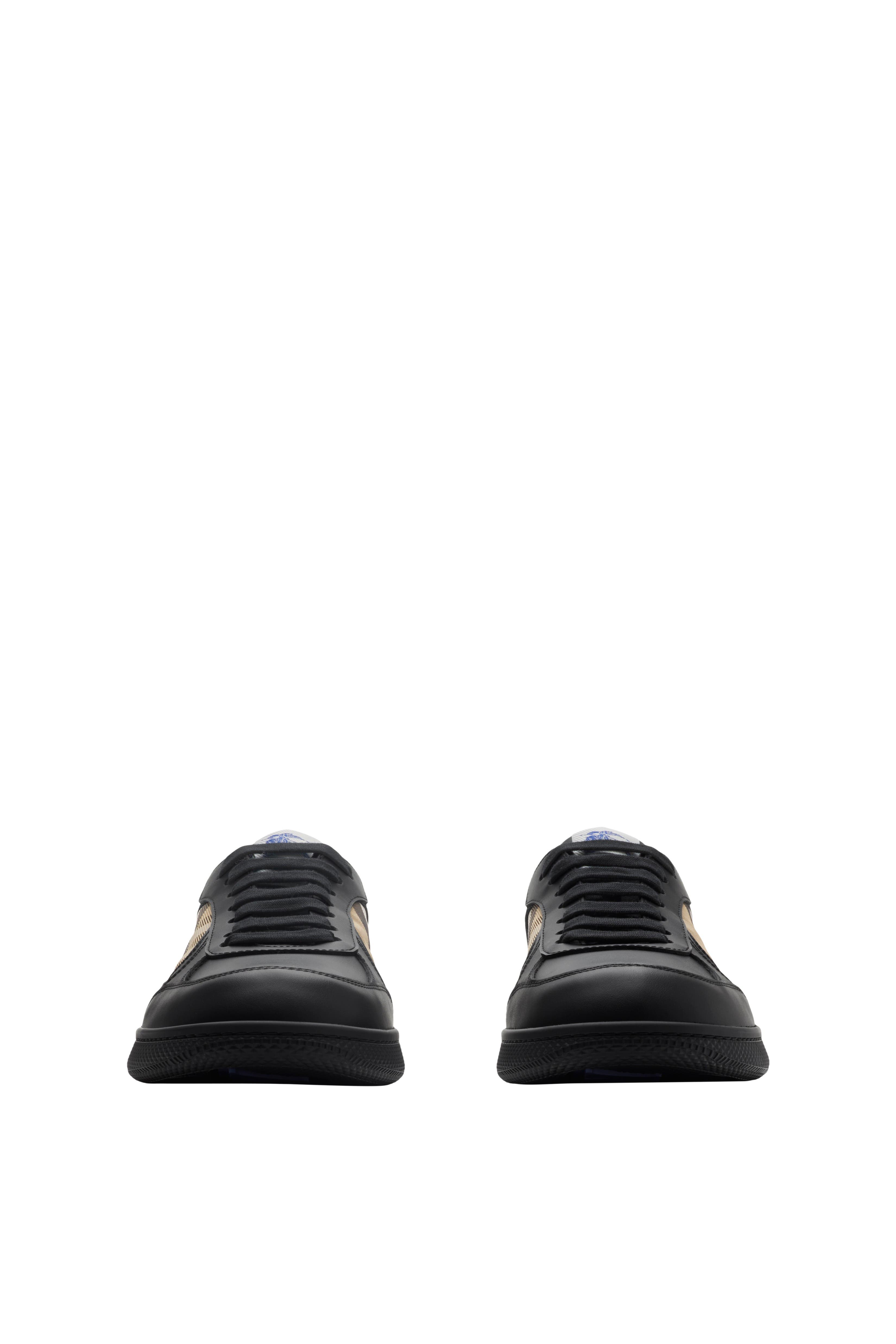 Burberry Leather and Check Terrace Sneakers, Alternate, color, 