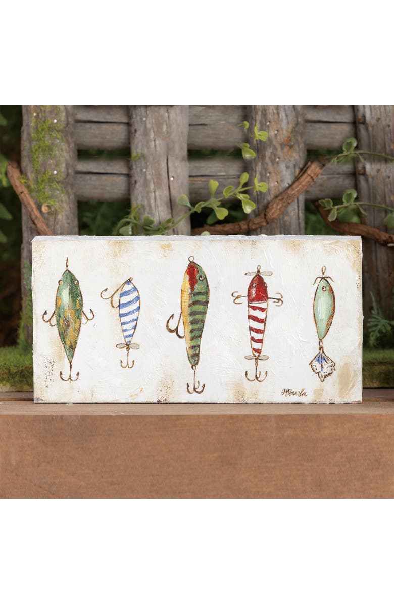 Transpac MDF Hand Painted Fish Hook Block Decor Multicolored for Spring Home Decor, Alternate, color, Multicolored