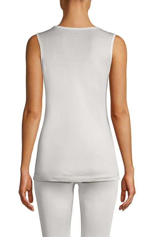 Lands' End Petite Silk Interlock Thermal Long Underwear Base Layer Tank Top In White