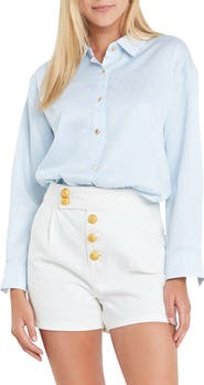 English Factory Stripe Button-Up Shirt