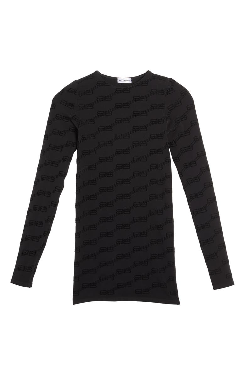 Balenciaga BB Monogram Flocked Logo Top, Alternate, color, 