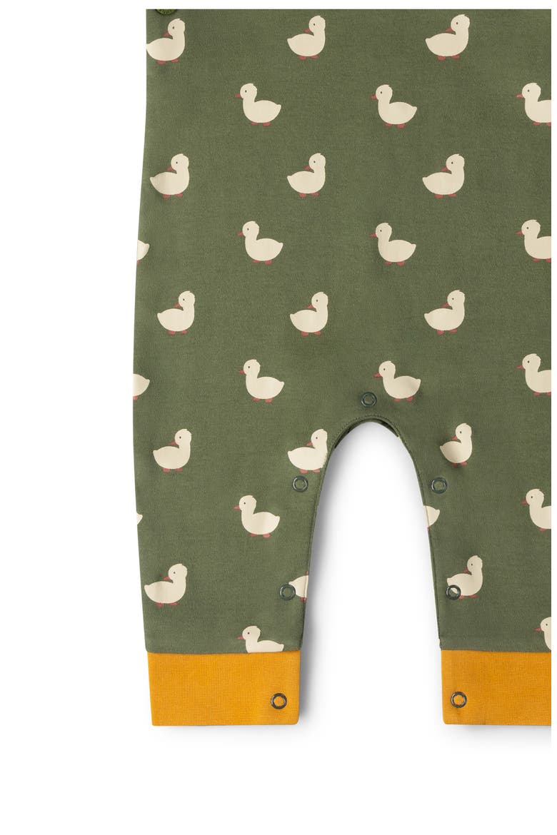 Kids' Duck Print Organic Cotton Dungarees, Alternate, color, GREEN