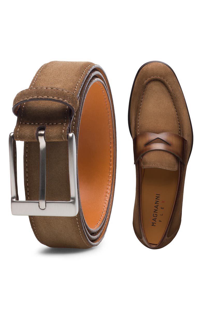 Magnanni Telante Suede Belt, Alternate, color, Castoro Suede