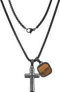 HMY JEWELRY Men's Cross & Tiger's Eye Pendant Necklace