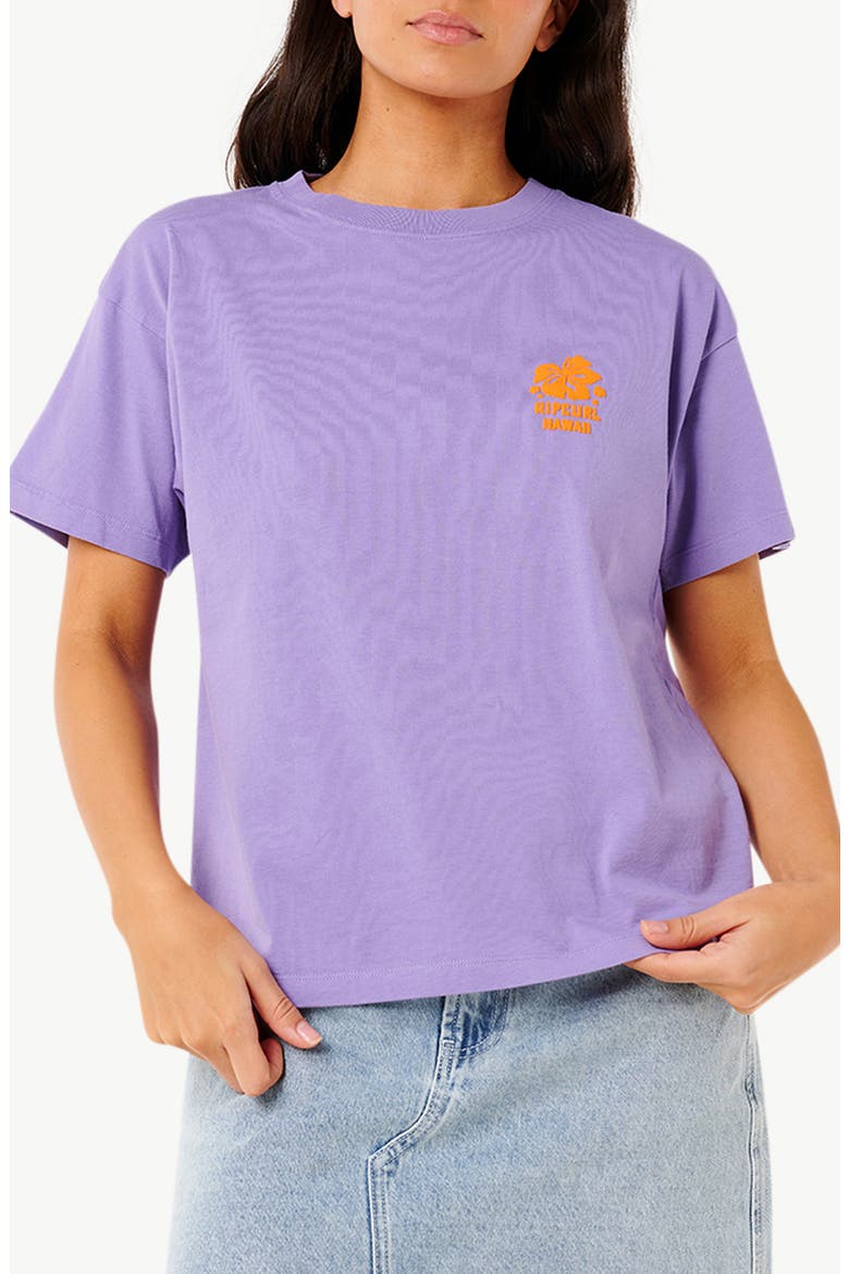Hibiscus Relaxed Graphic T-Shirt, Main, color, PURPLE HAW