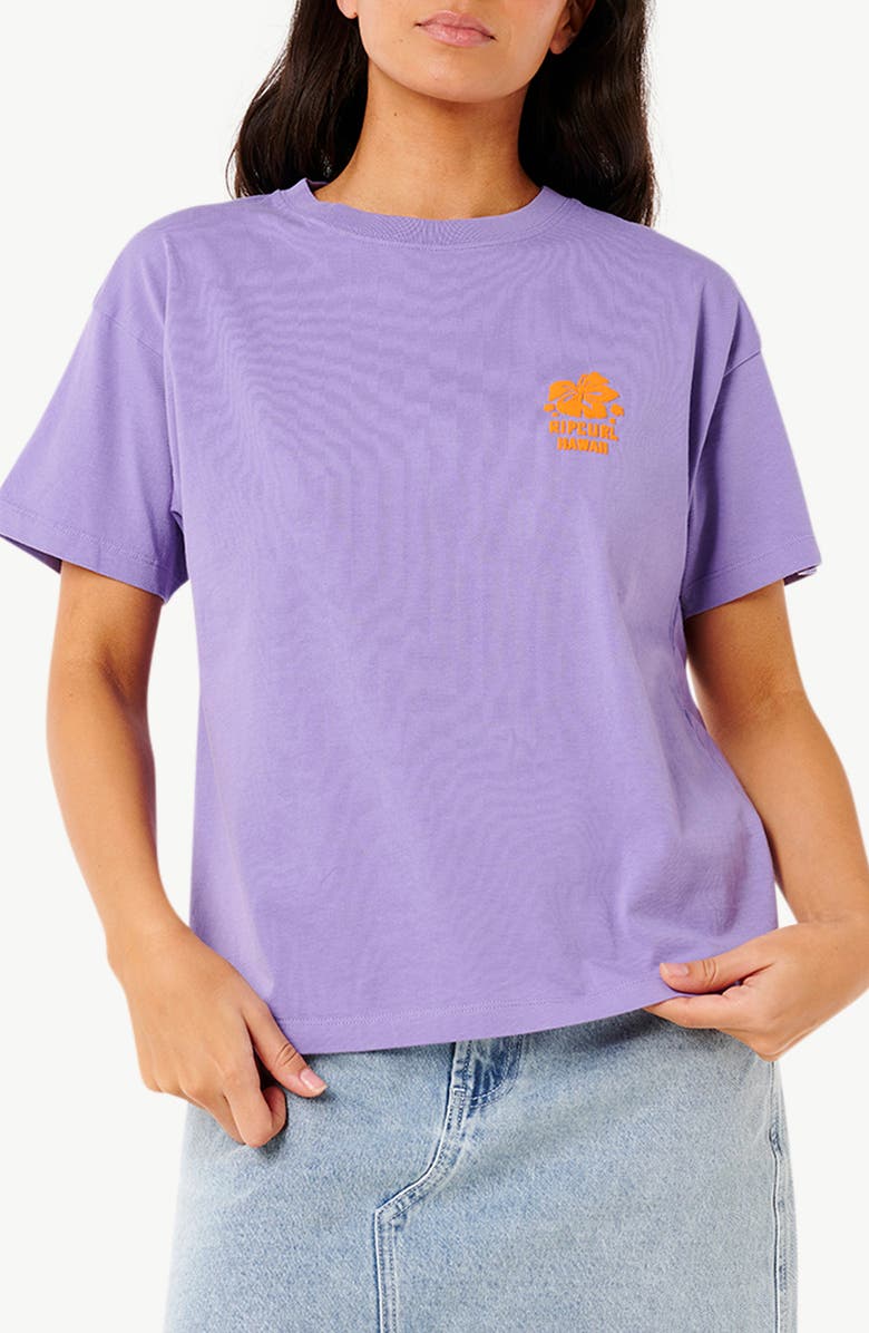 Rip Curl Hibiscus Relaxed Graphic T-Shirt, Main, color, Purple Haw