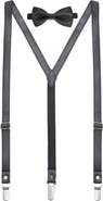 Mio Marino Genuine Leather Y-Back Suspenders & Bow Tie Set