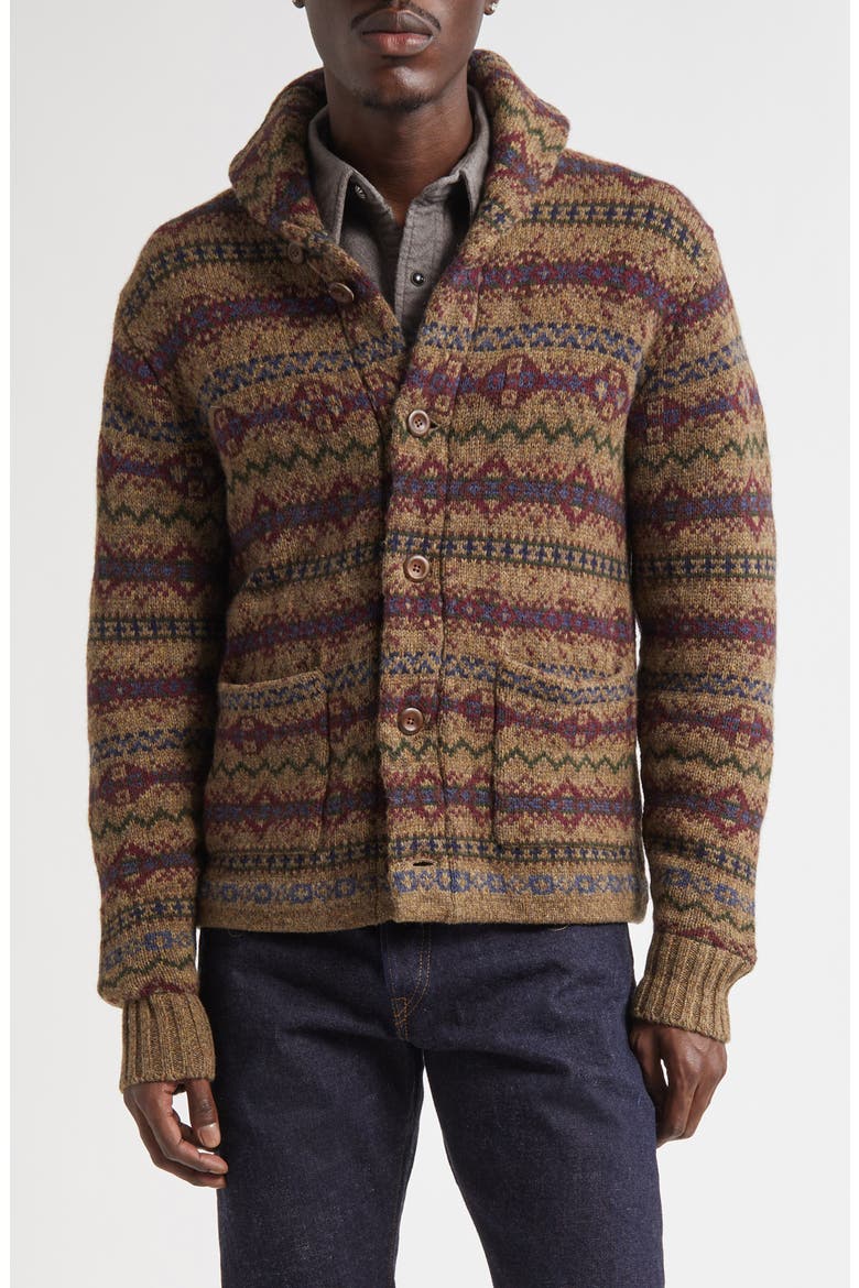 Fair Isle Wool Cardigan, Main, color, LODEN HEATHER MULTI