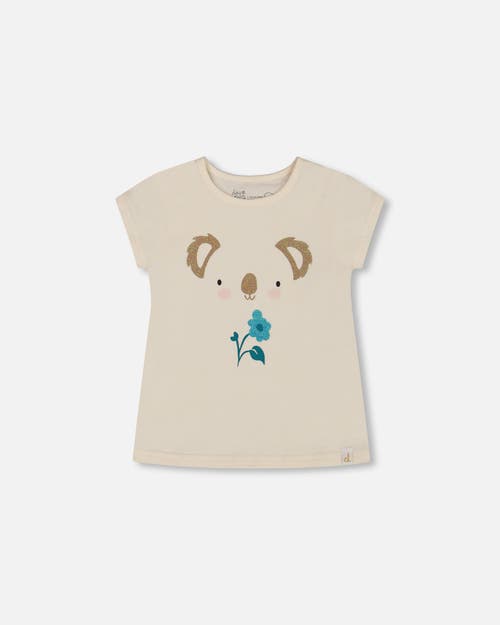 Deux Par Deux Baby Girl's Organic Cotton Tee Cream And Koala In Cream And Koala