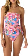 O'Neill Cabana Yucatan Floral Strapless Cinched Tie One-Piece Swimsuit
