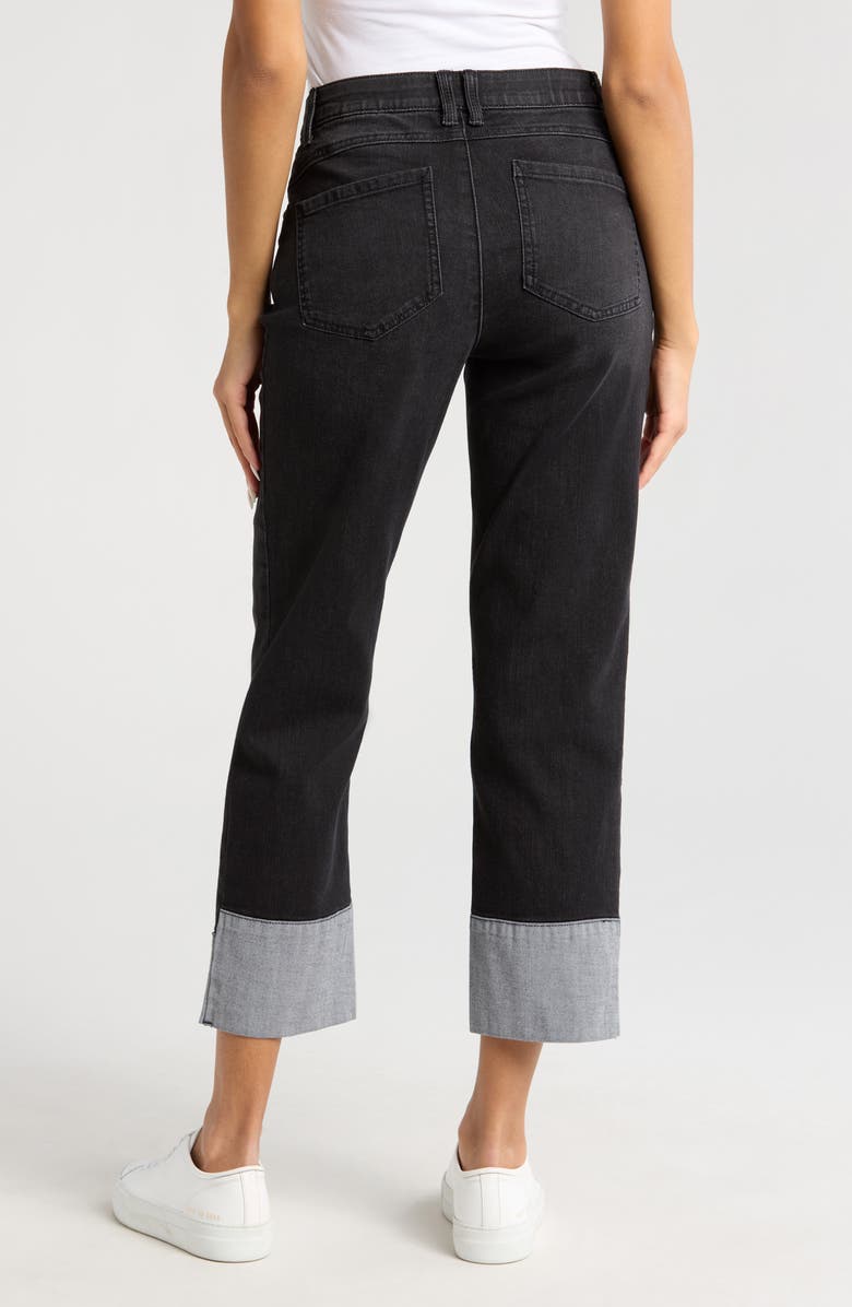 Wit & Wisdom 'Ab'Solution High Waist Two-Tone Straight Leg Ankle Jeans, Alternate, color, Washed Black