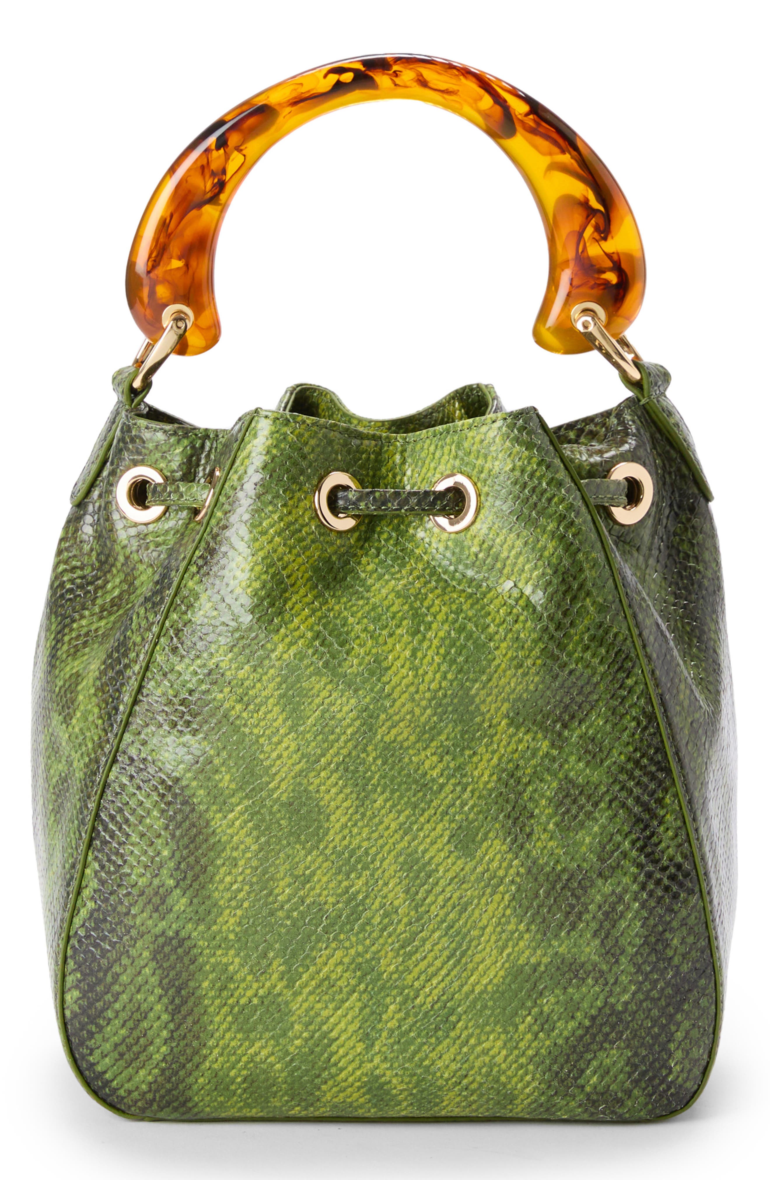 Brahmin Melinda Snake Embossed Leather Bucket Bag, Alternate, color, 