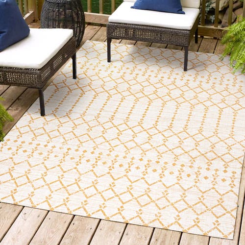 Jonathan Y Ourika Moroccan Geometric Textured Weave Indoor/outdoor Area Rug In Cream/yellow