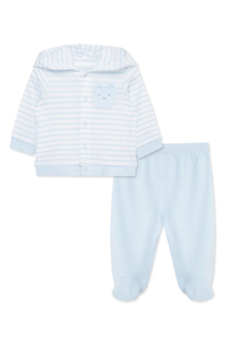 Little Me Playful Organic Cotton Cardigan & Pants Set, Main, color, Blue