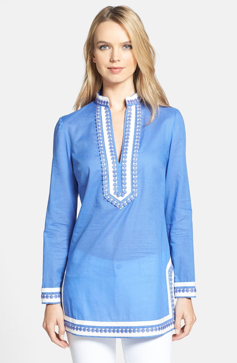 Tory Burch 'Tory' Cotton Tunic, Main, color, 