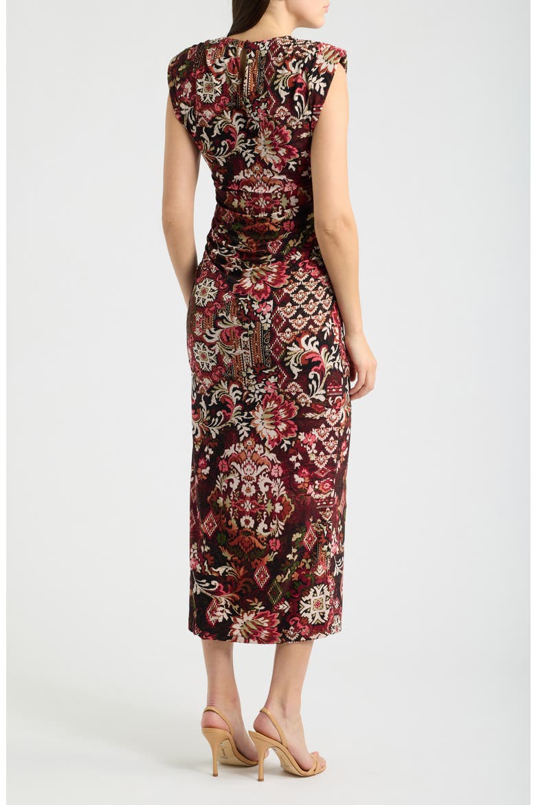 Print Ruched Maxi Dress, Alternate, color, PMU