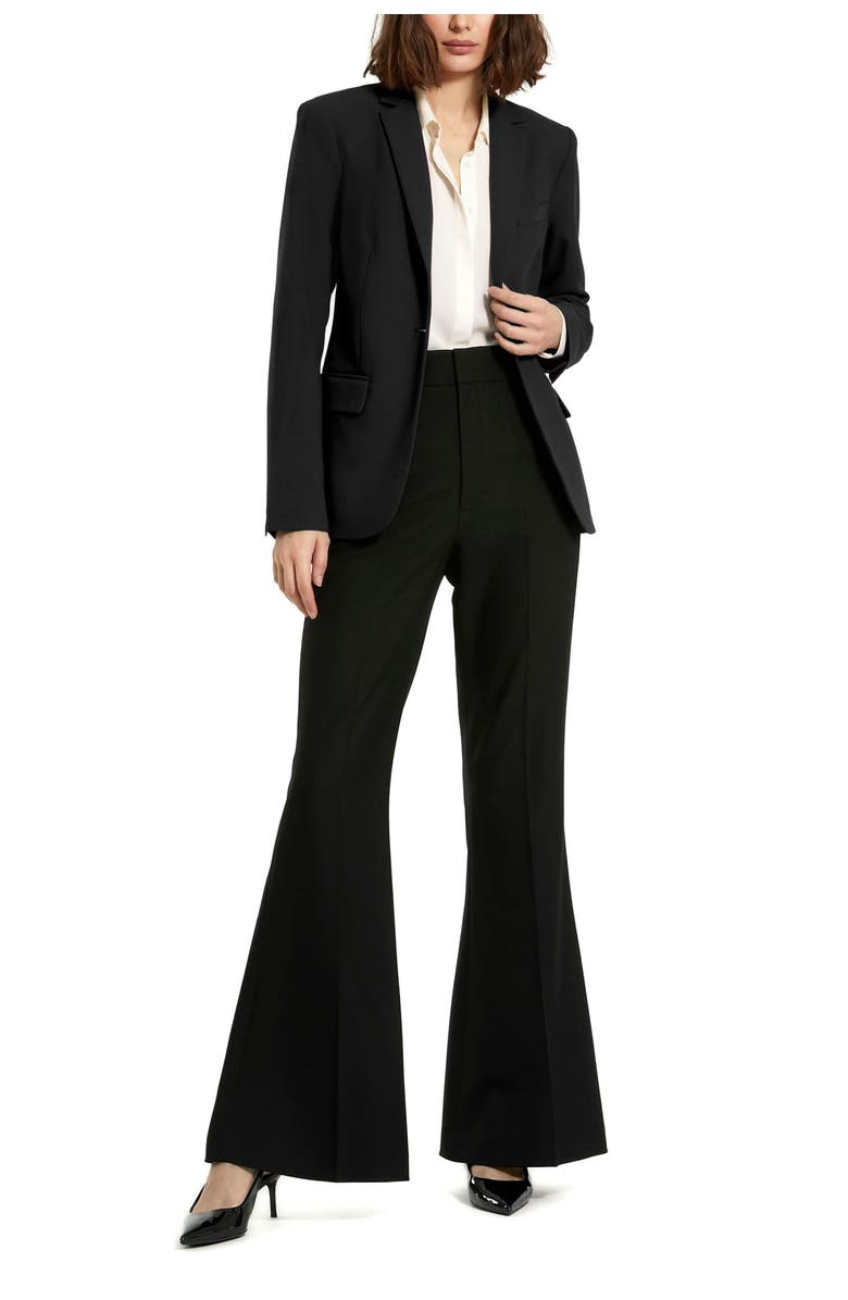 Mac Duggal Classic Crepe Flared Trouser Pant, Alternate, color, Black