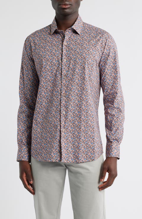 Canclini Regular Fit Floral Cotton Button-Up Shirt